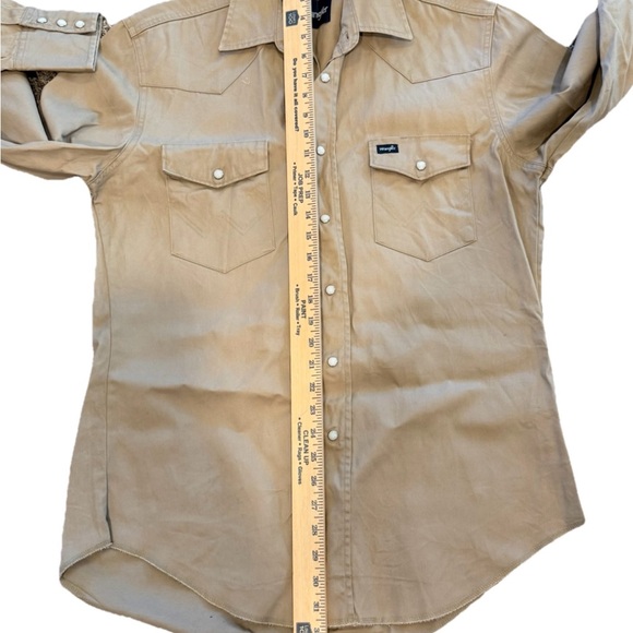Wrangler Cowboy Cut Firm Finish Western Snap Front Twill 100% Cotton Shirt Sz M - Picture 9 of 10
